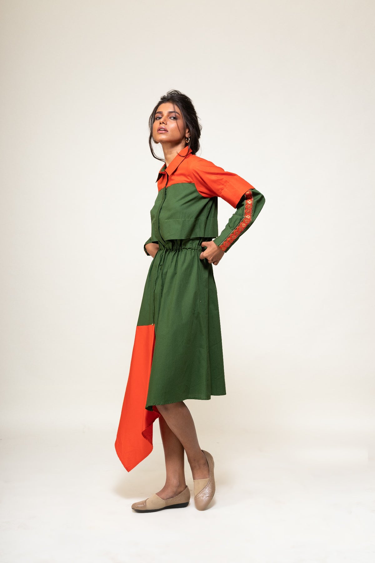 Soho-Boho Dress (Green-Orange)