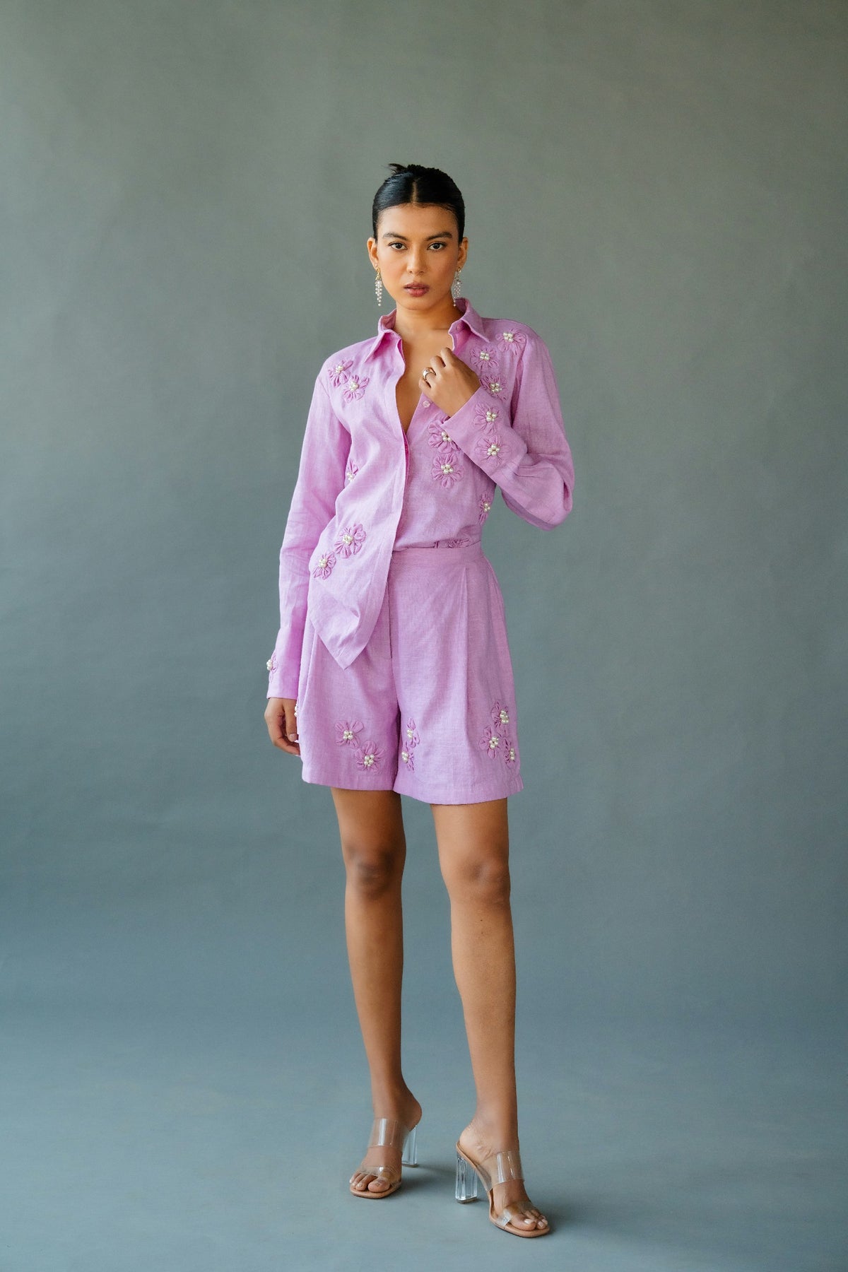 Mauve Shirt + Shorts.