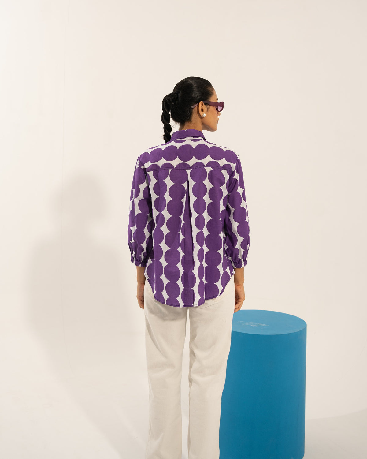 Purple Polka Embroidered Shirt