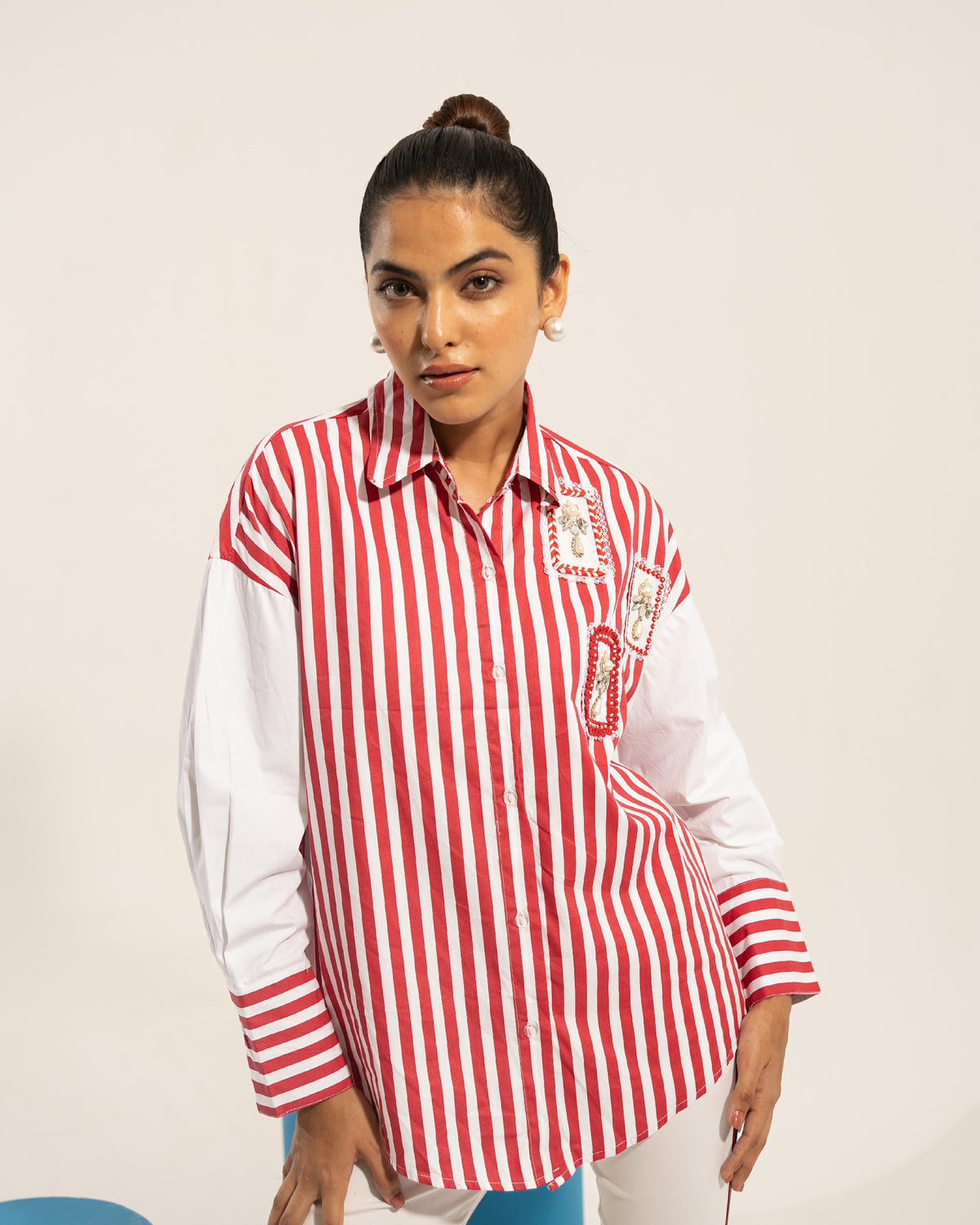 Striped Red Patchwork Shirt