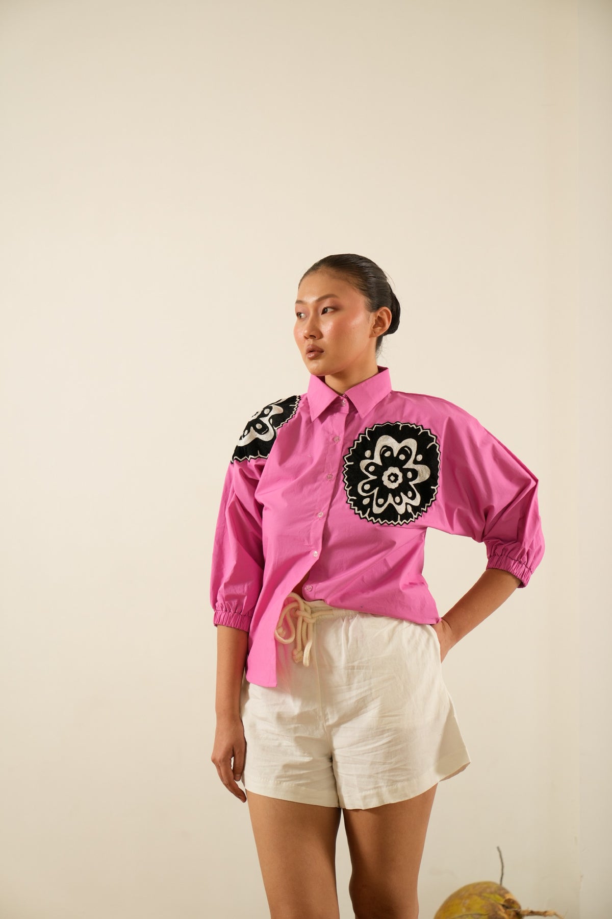 Pink Aabstrct Embroidered Shirt