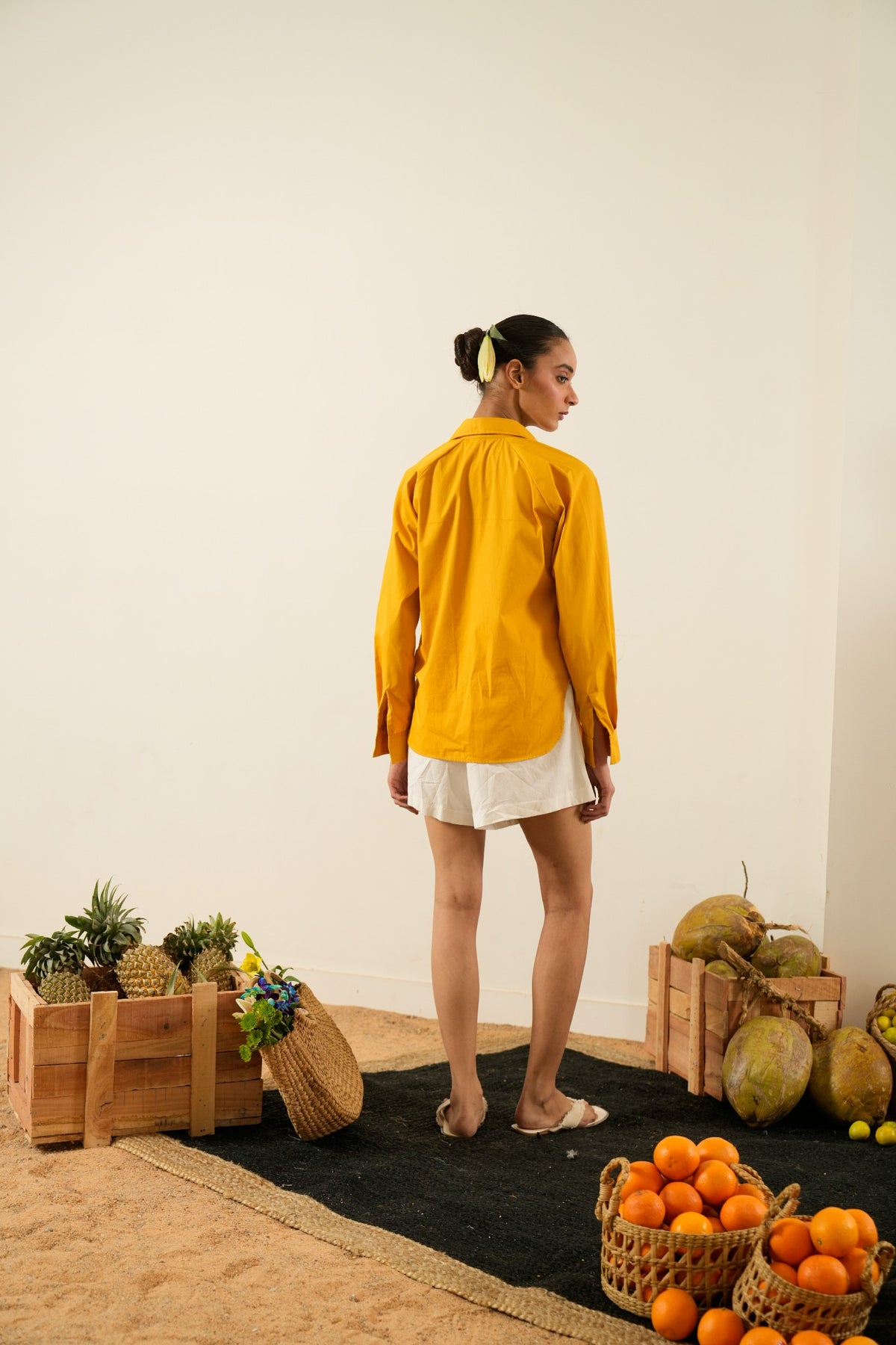 Mustard Abstract Embroidered Shirt