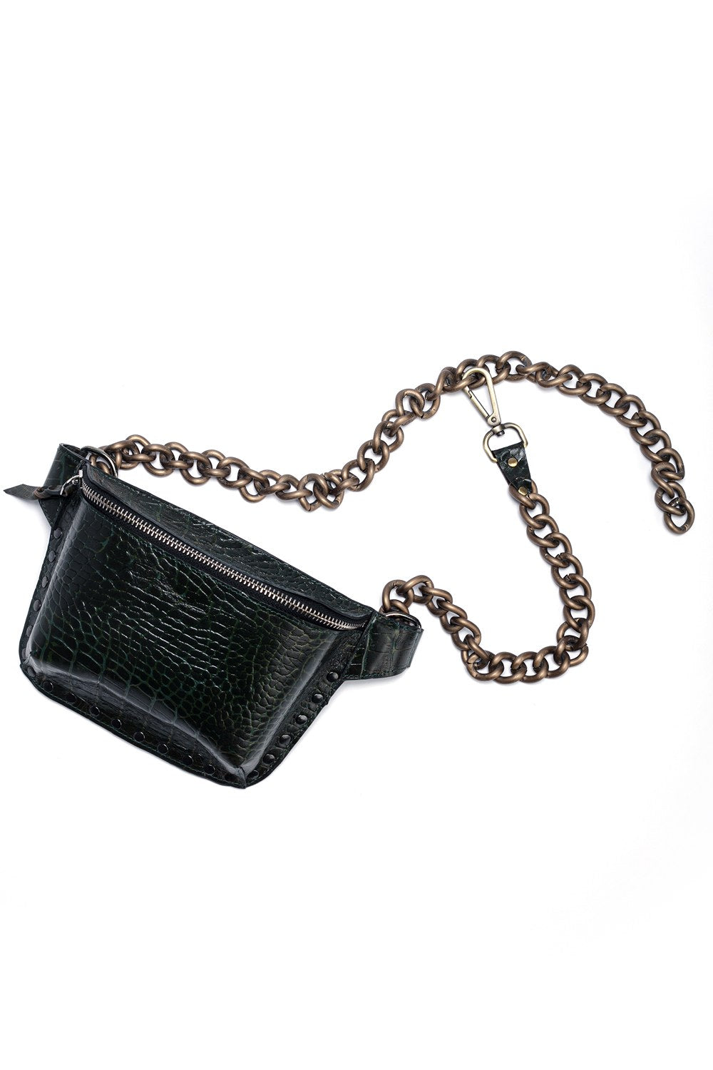 CROC EMBOSS BELT BAG- Black