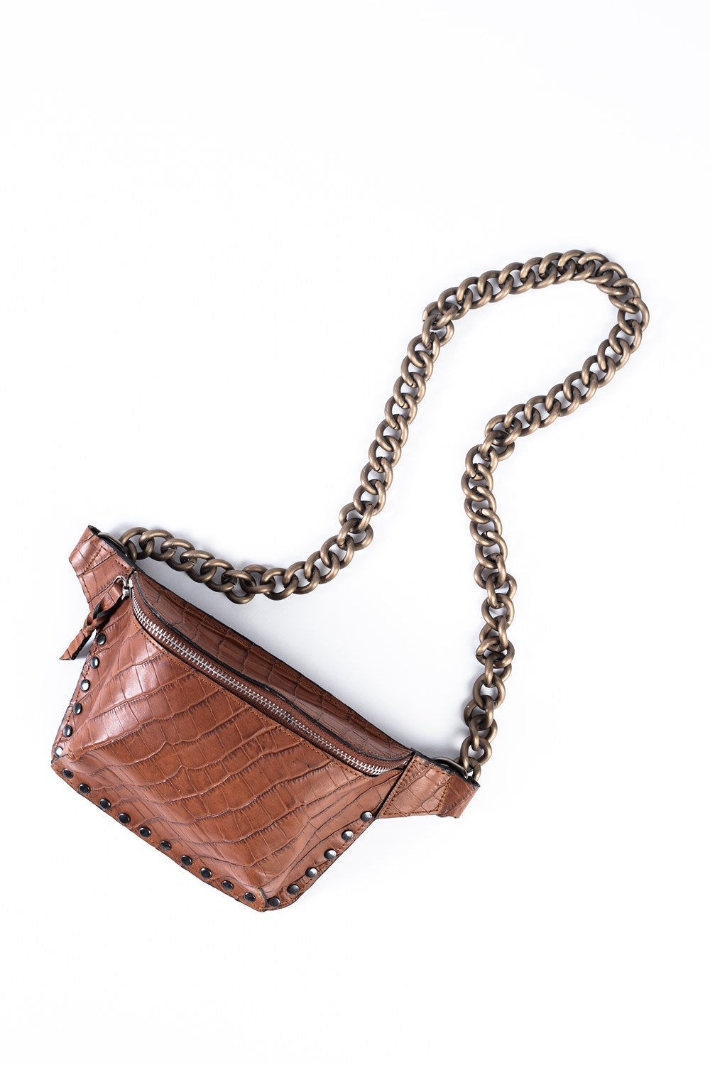 CROC EMBOSS BELT BAG- Tan