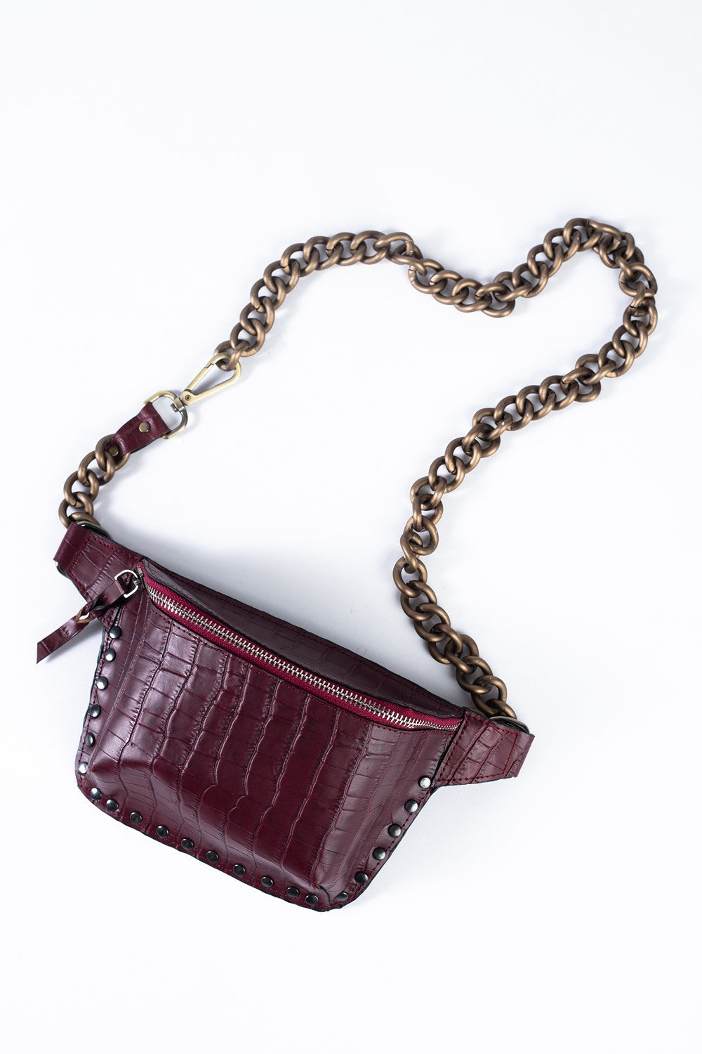 CROC EMBOSS BELT BAG- Burgundy