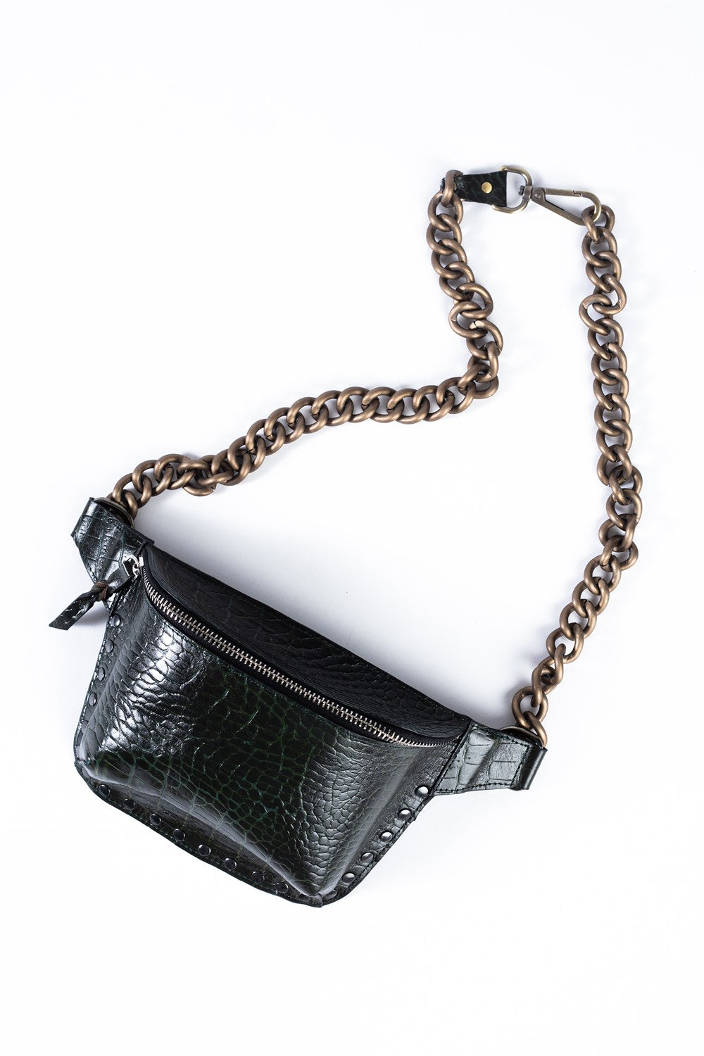 CROC EMBOSS BELT BAG- Black