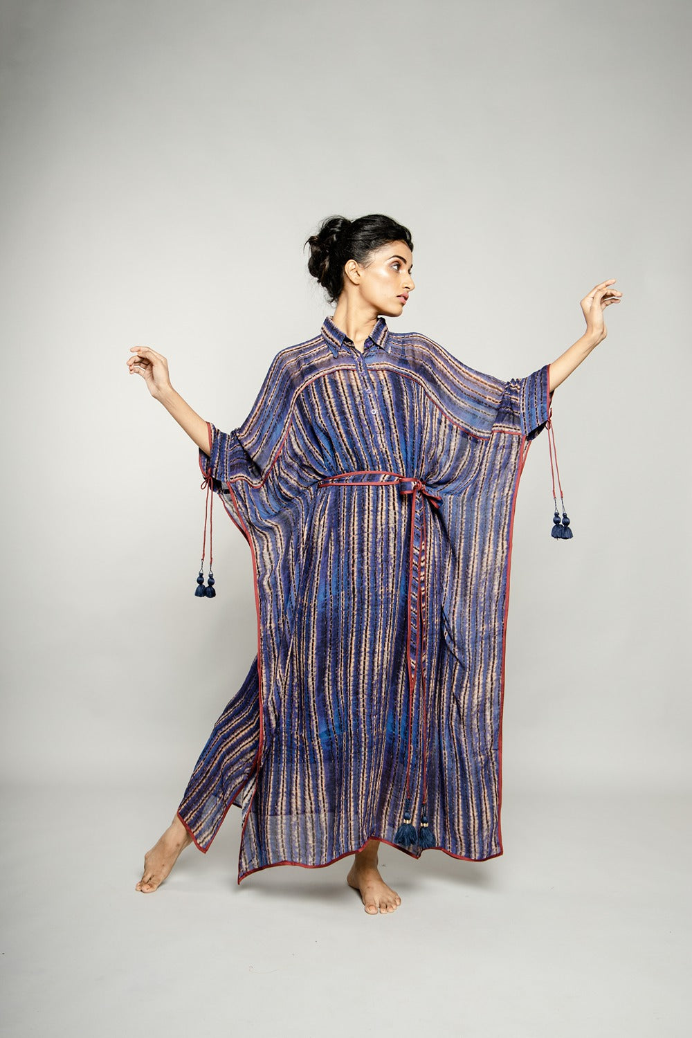 BLUE STRIPED KAFTAN MAXI