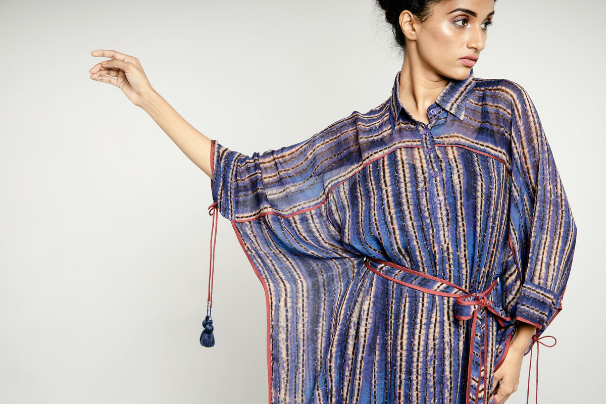 BLUE STRIPED KAFTAN MAXI