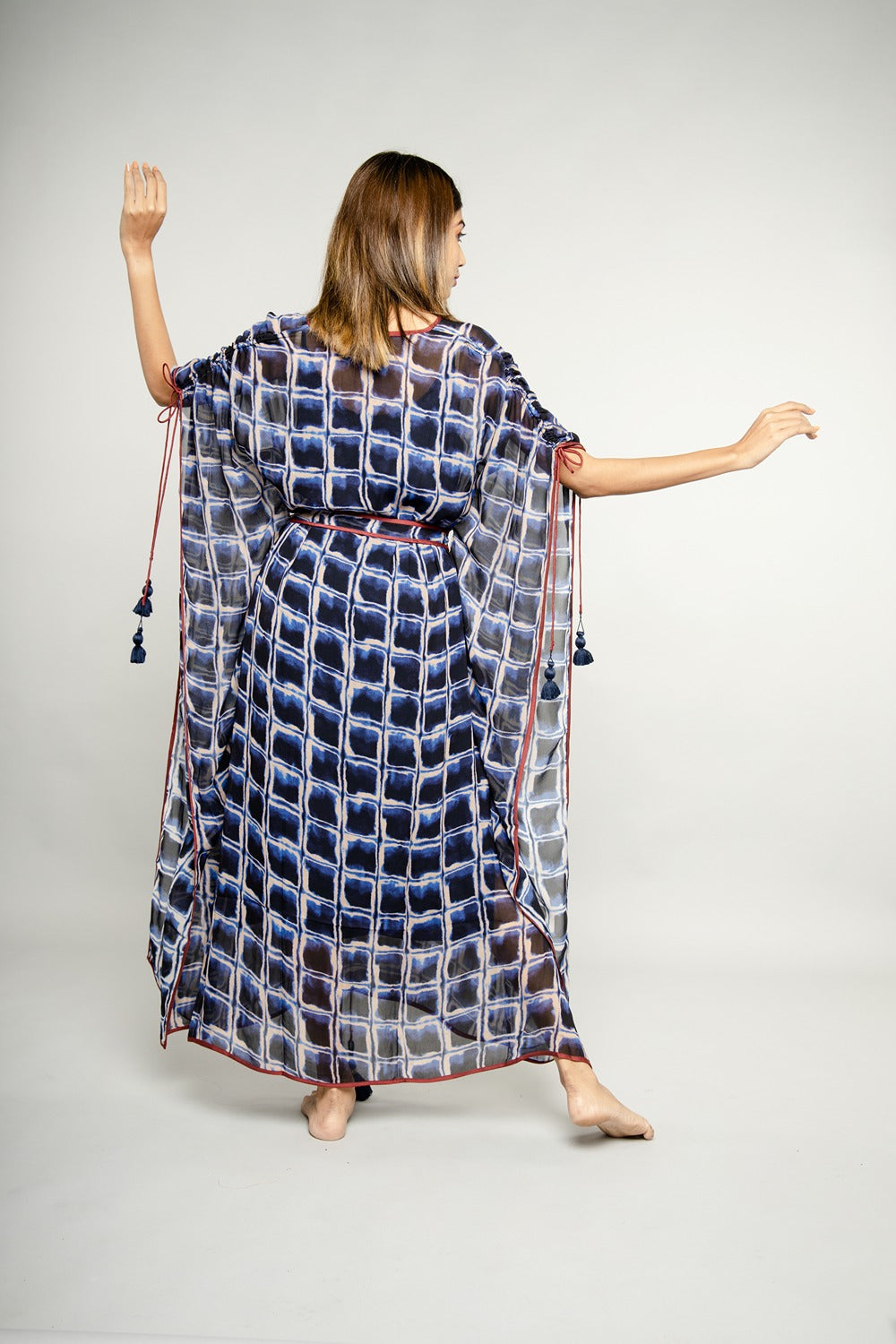 BLUE CHEKS KAFTAN MAXI