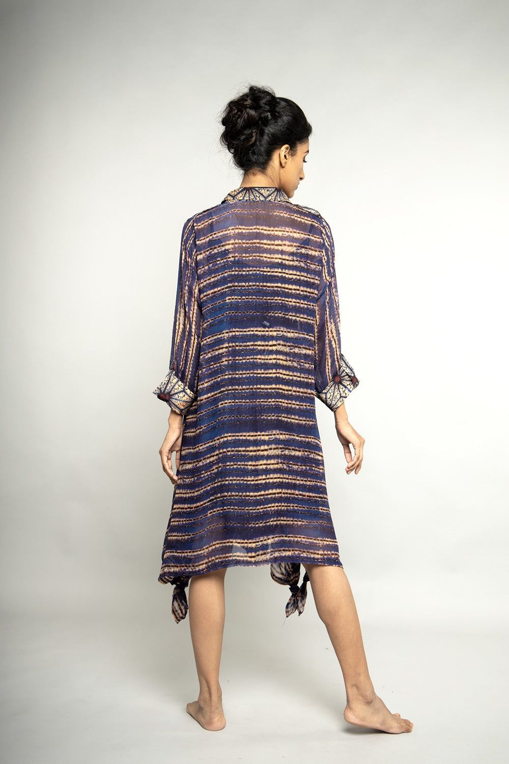 BLUE STRIPE PRINT SHIRT DRESS