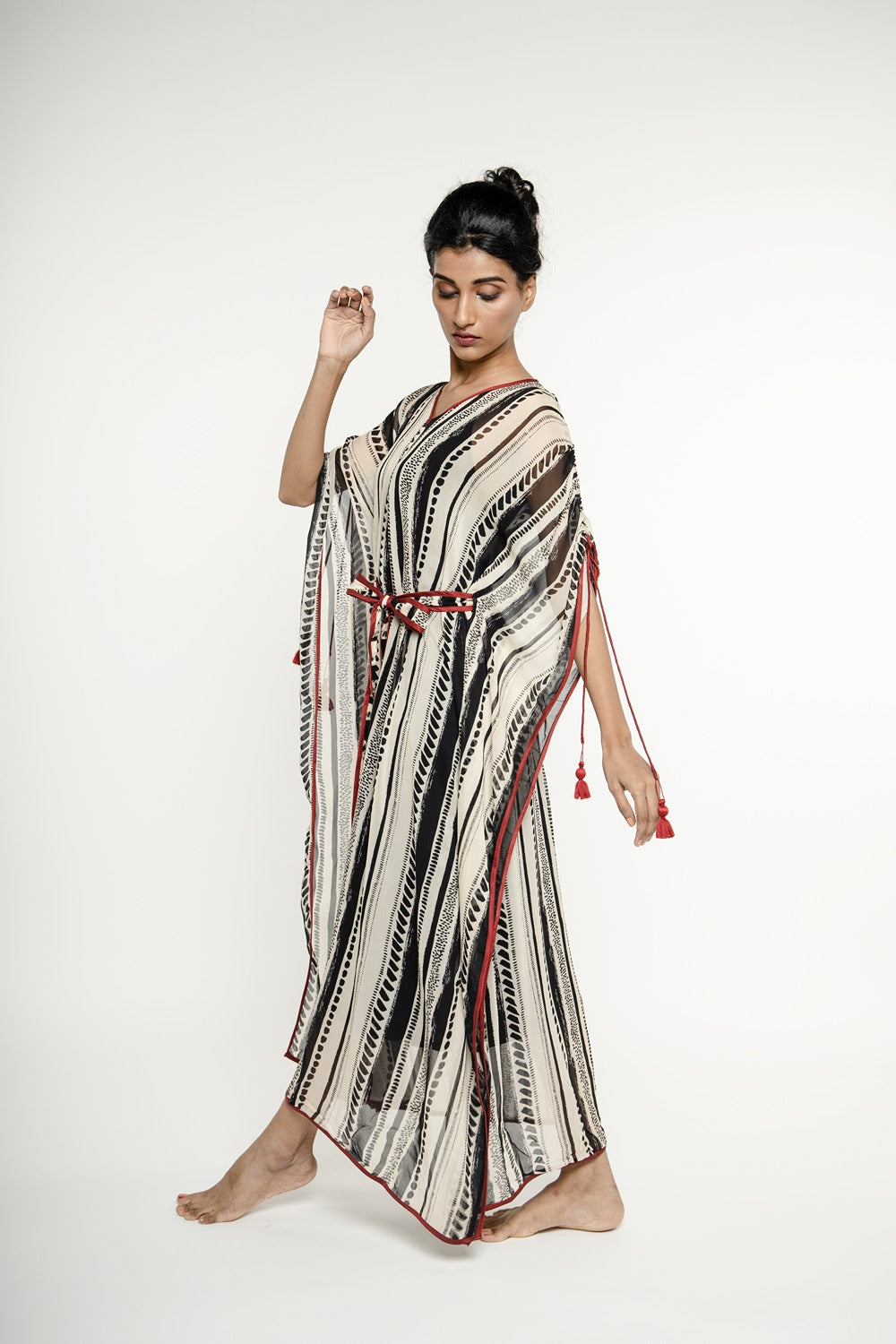 B&amp; W STRIPE KAFTAN MAXI