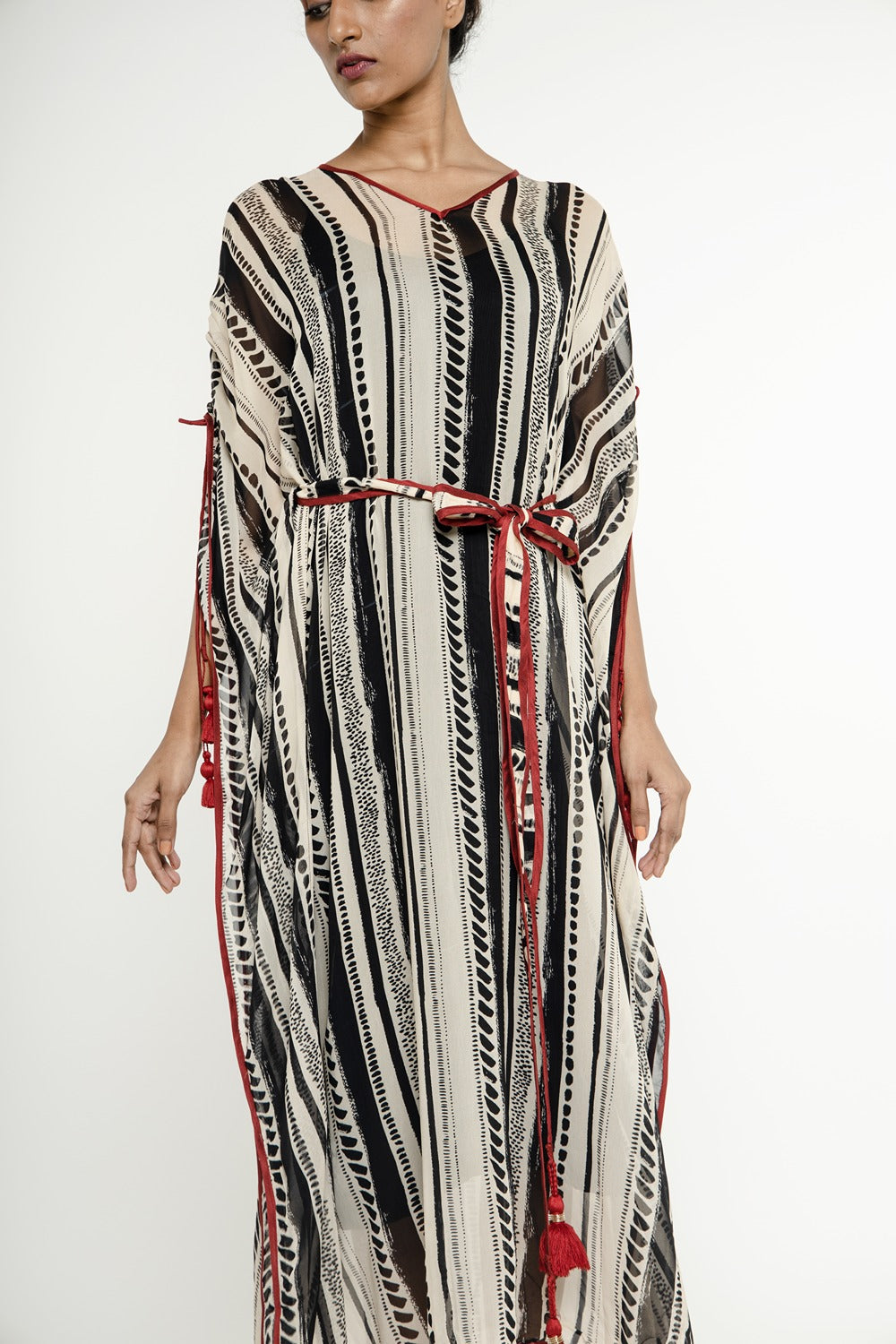 B&amp; W STRIPE KAFTAN MAXI