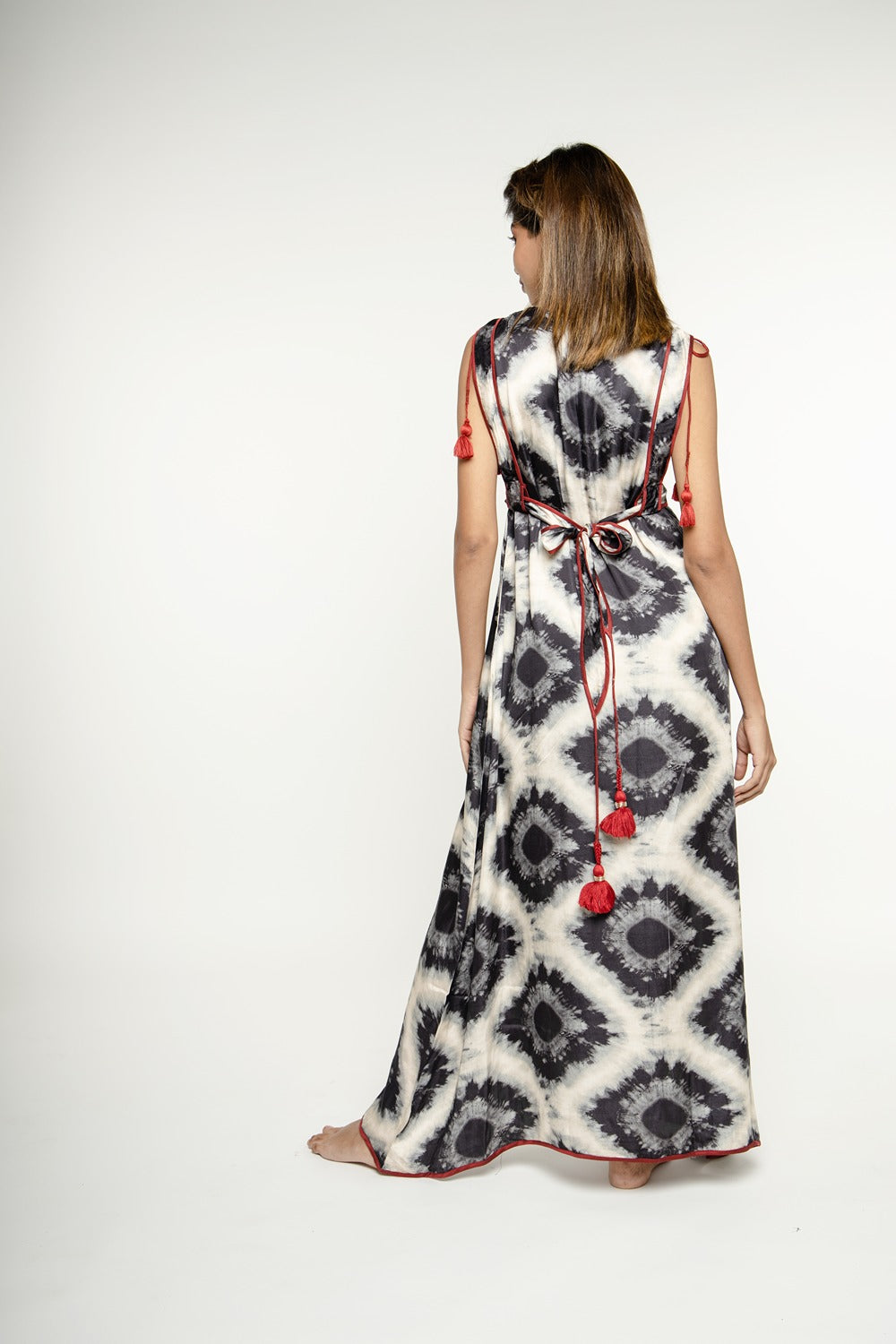 IKAT ASSYMETRICAL COWL DRESS