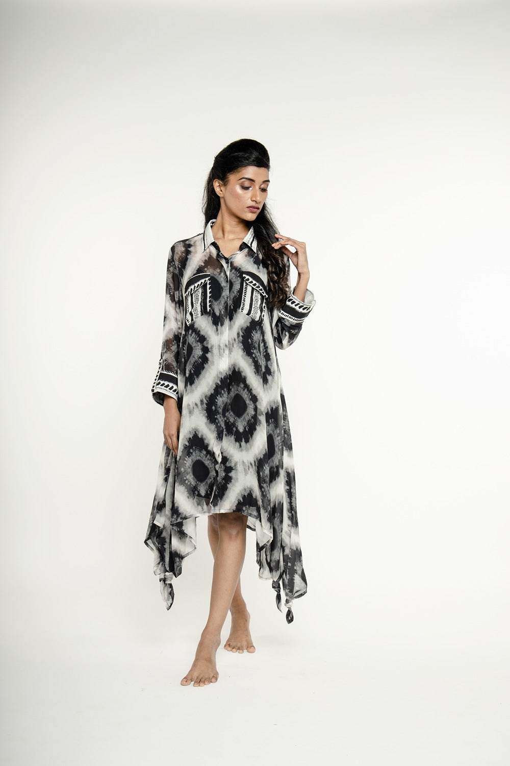 IKAT PRINT SHIRT DRESS