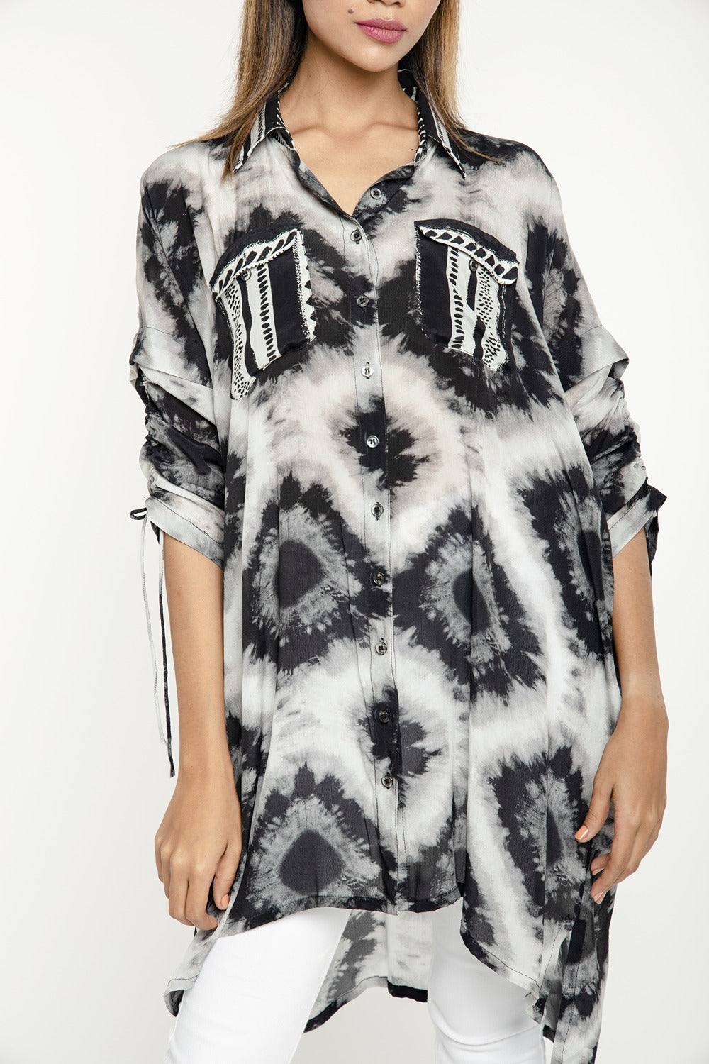 IKAT PRINT OVER SIZED SHIRT