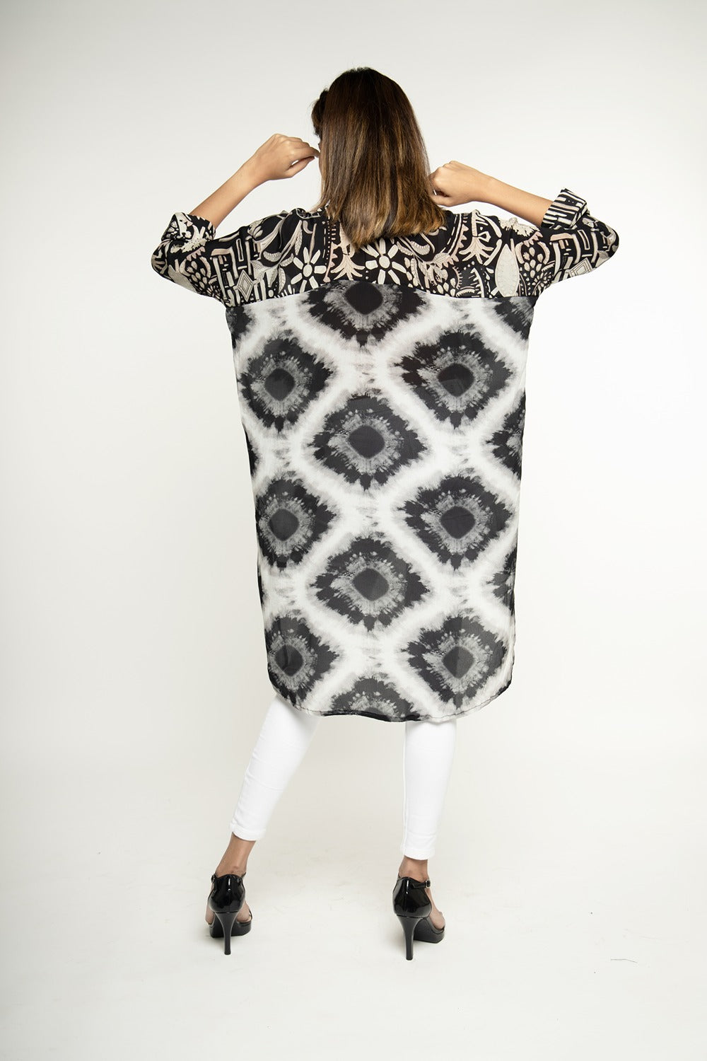 IKAT PRINT HIGH-LOW HEM SHIRT