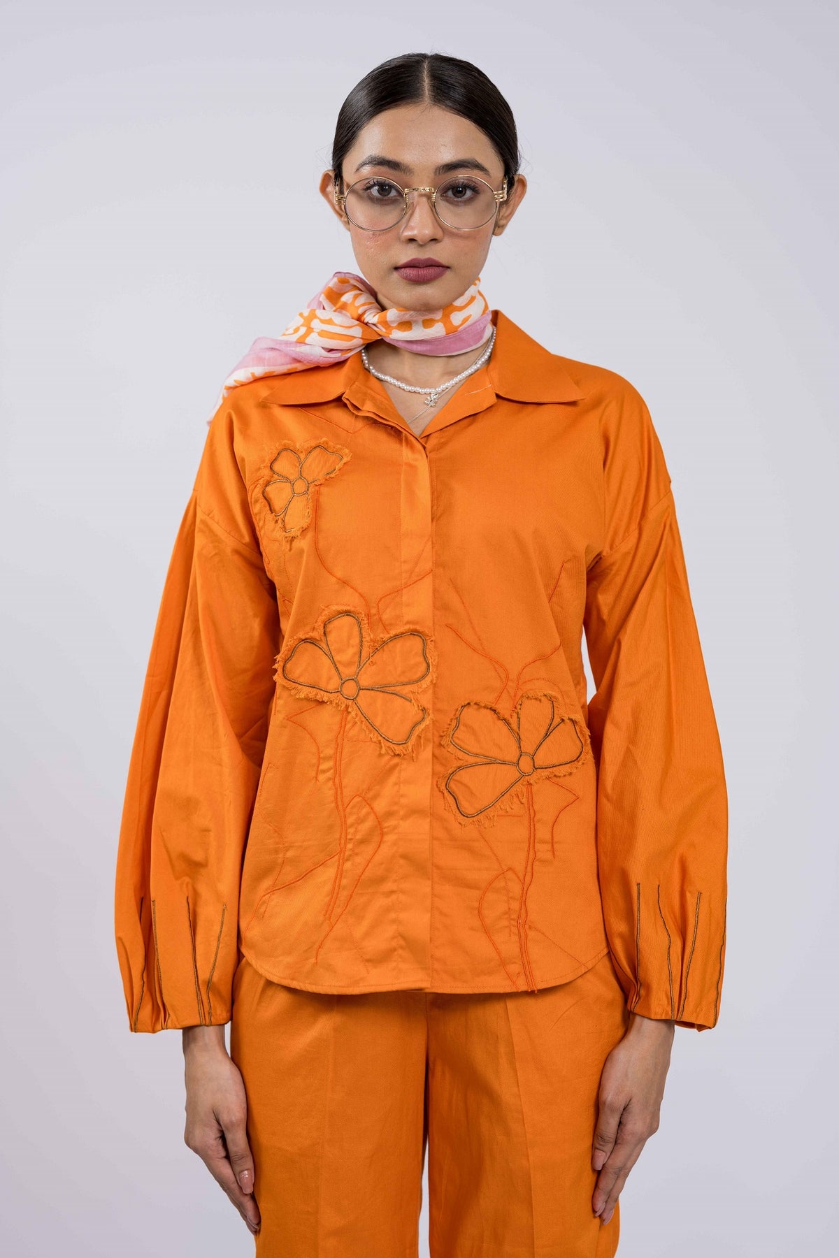 Tangerine Vintage Garden Embroidered Co-ord Set