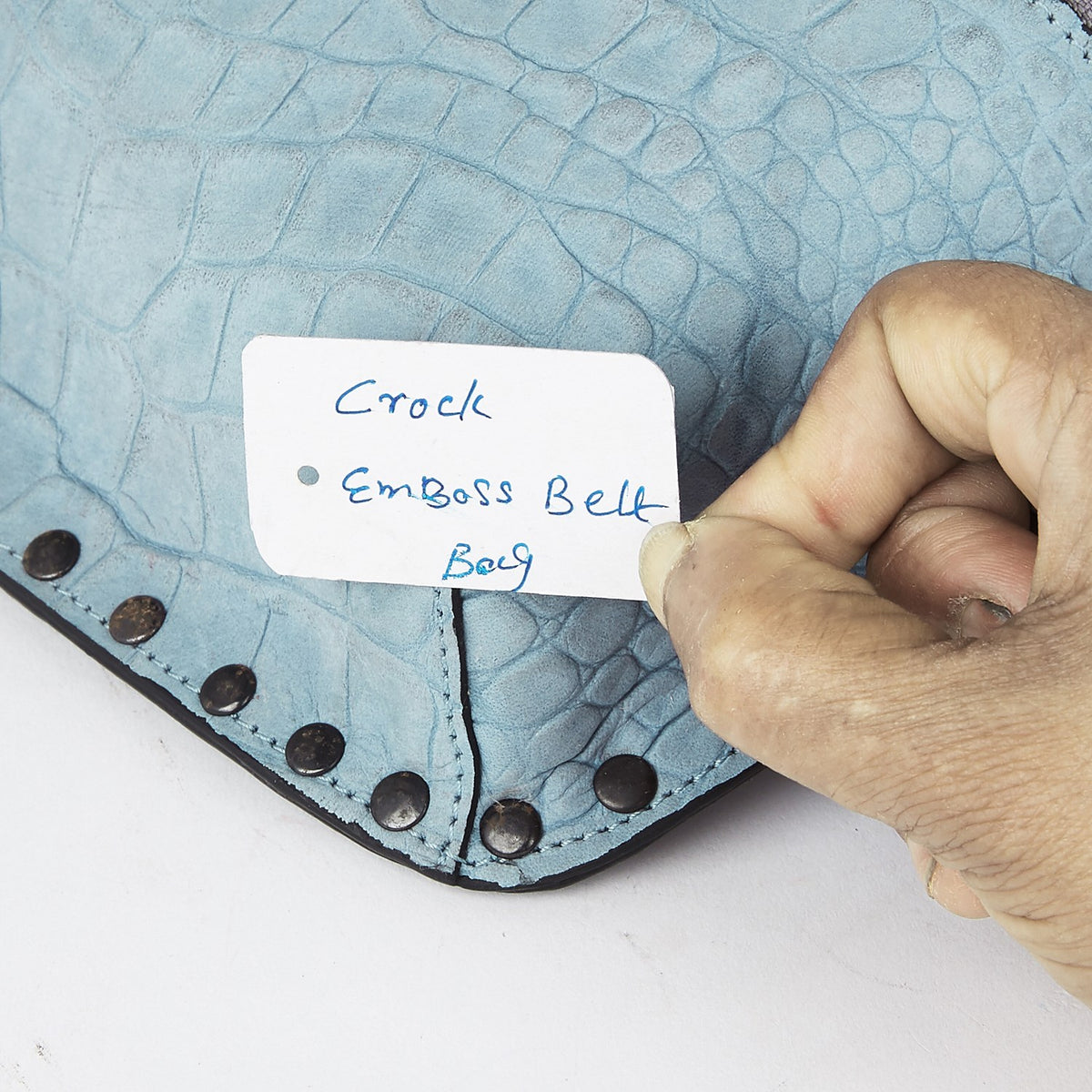 CROC EMBOSS BELT BAG- Blue