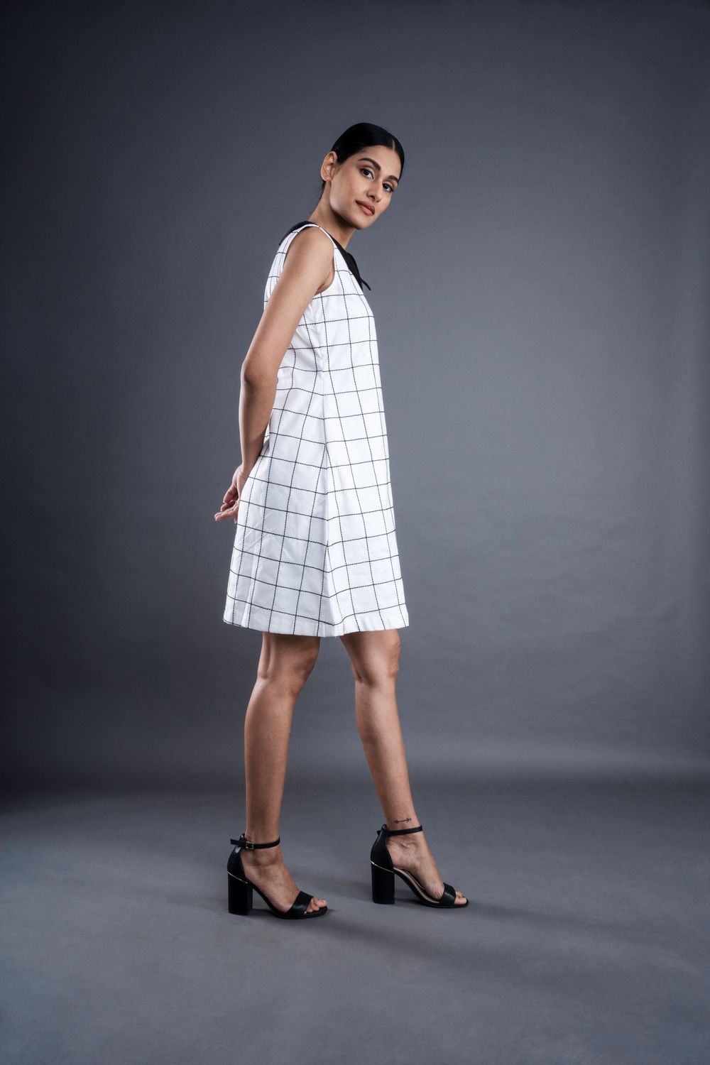 white checkered dress