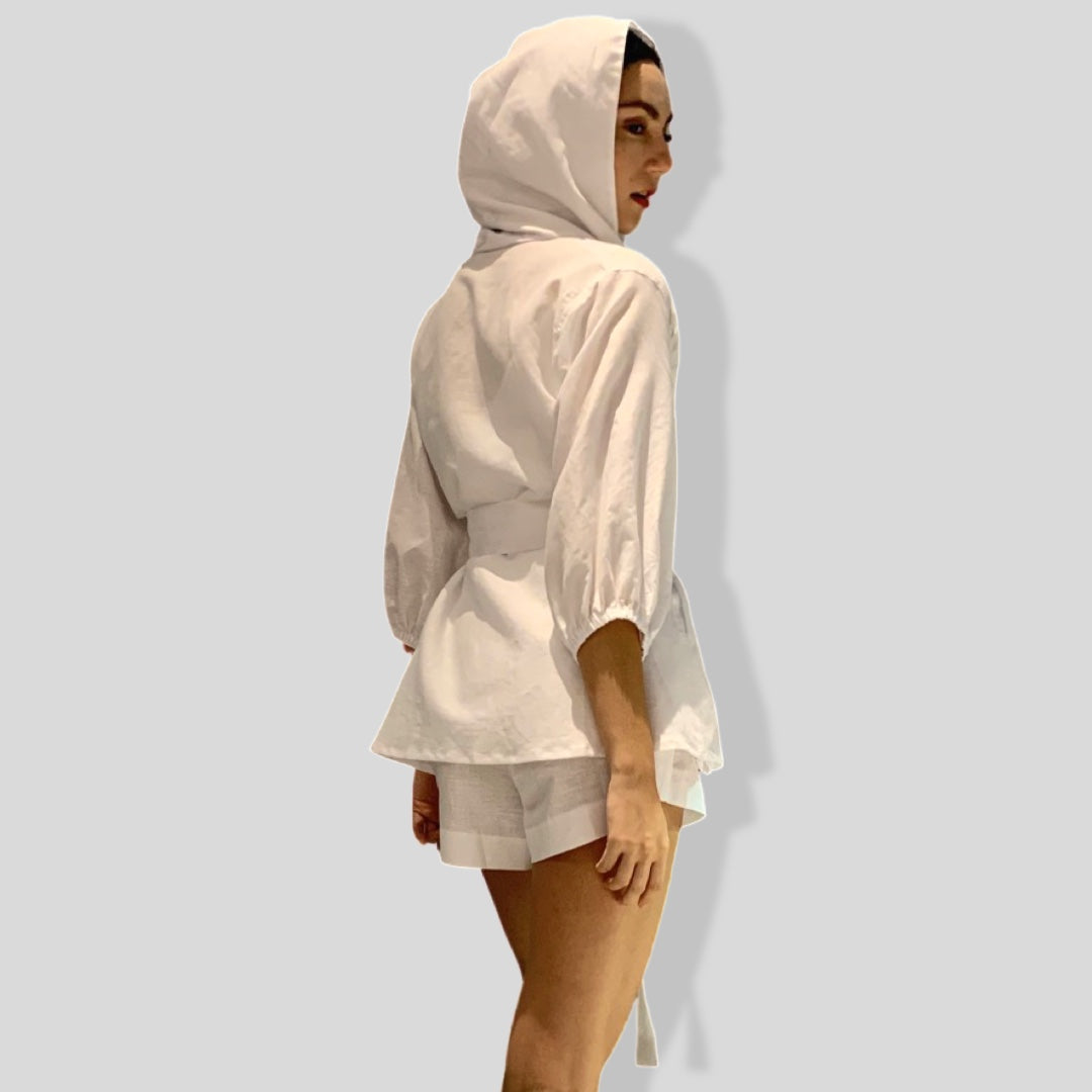 Linen Hooded Cover Up