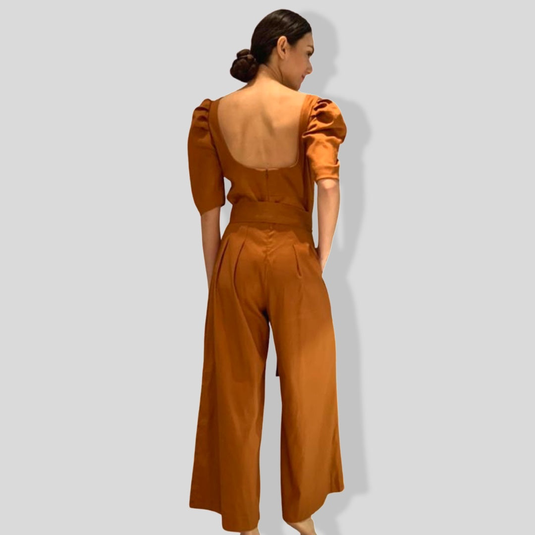 Low Back Puff Sleeve Jumpsuit