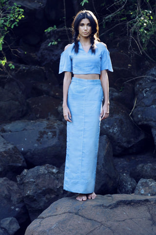 Blue Top & Pencil Skirt