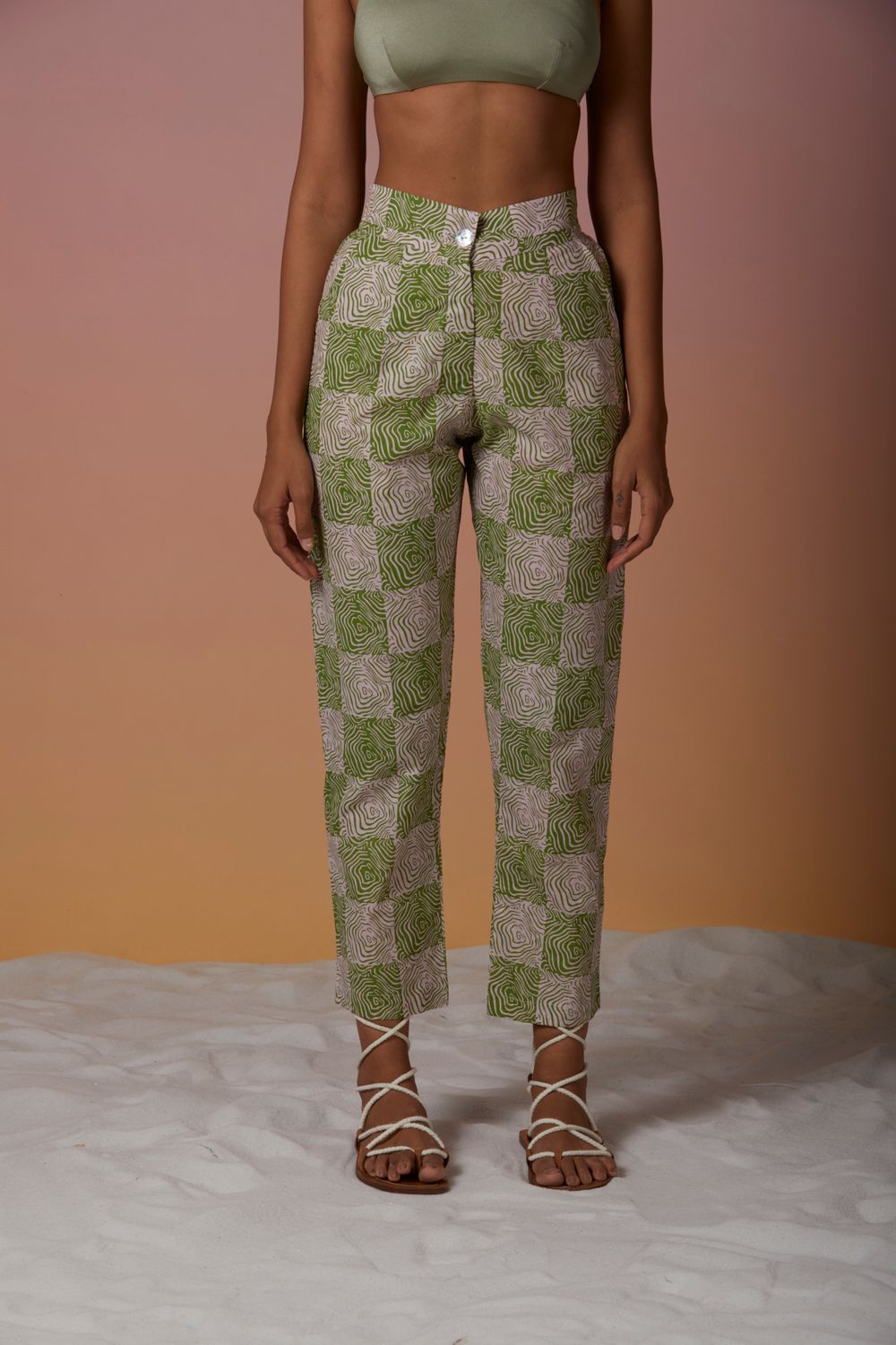 Day Break Set in green Thumb print (Pants)