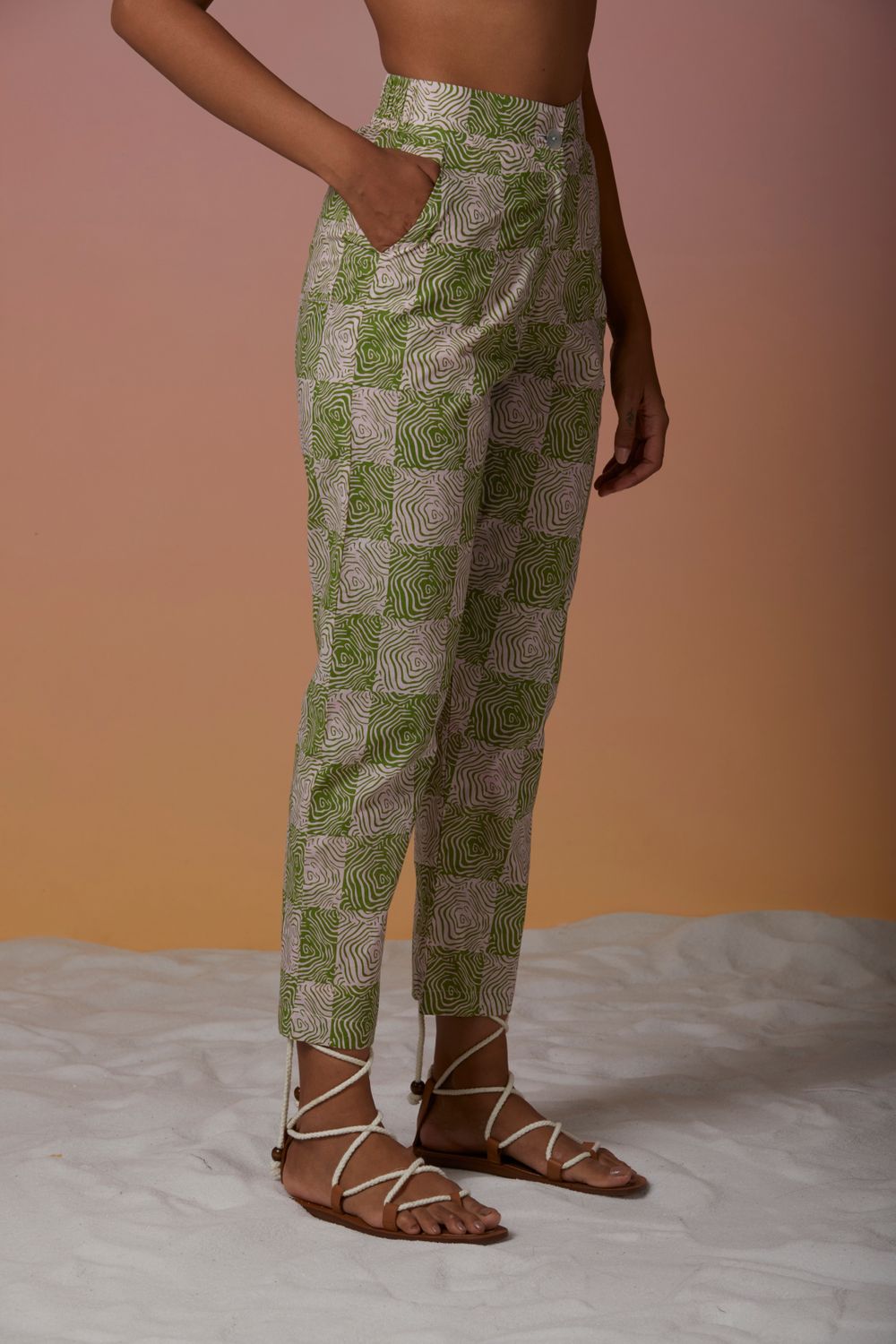 Day Break Set in green Thumb print (Pants)