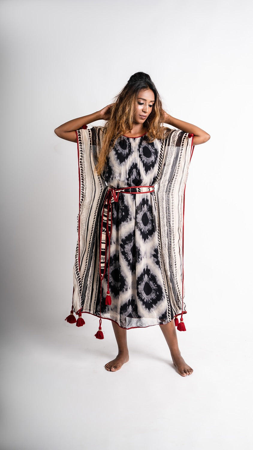 IKAT BELTED KAFTAN MAXI