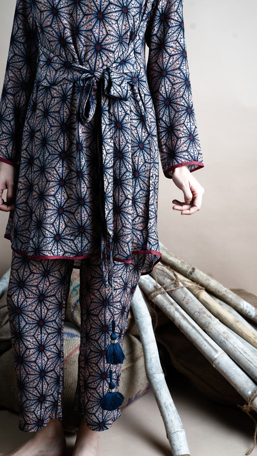 PRINTED BLUE KAFTAN CO ORD