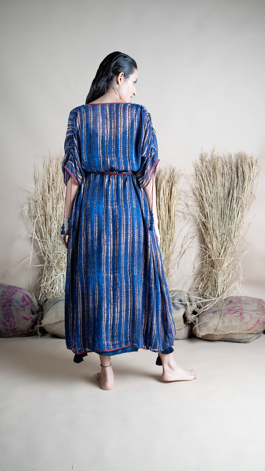 BLUE STRIPE MIDI KAFTAN