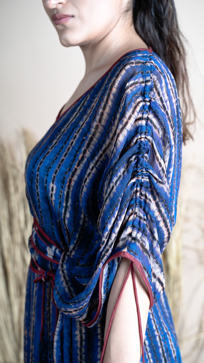 BLUE STRIPE MIDI KAFTAN