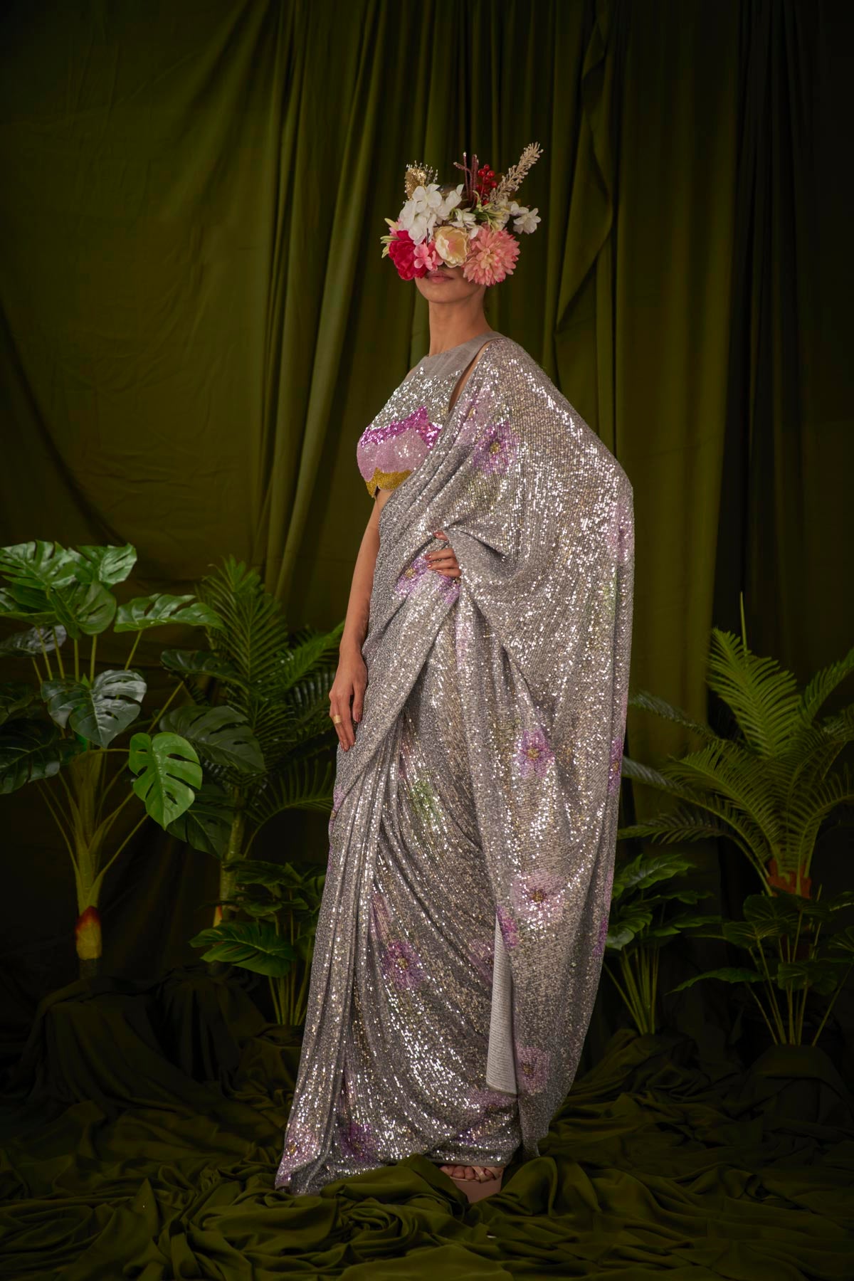 Silver Pre-stitched Saree