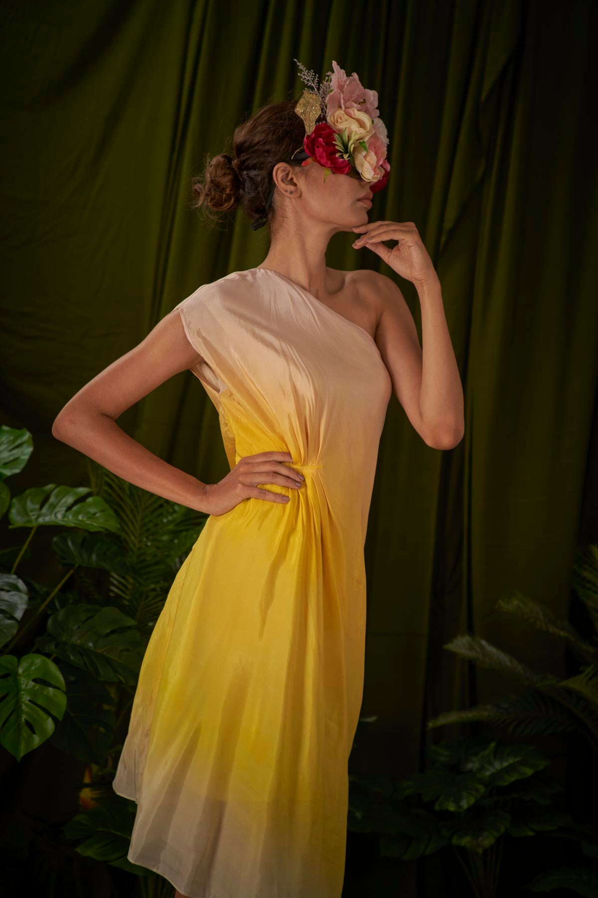 Yellow One Shoulder Dress