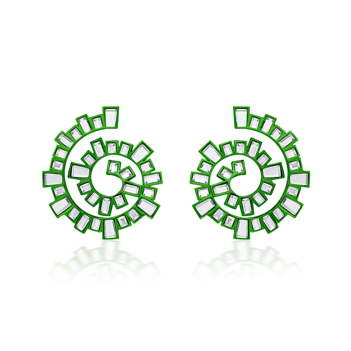 Parakeet Green Spiral Earrings