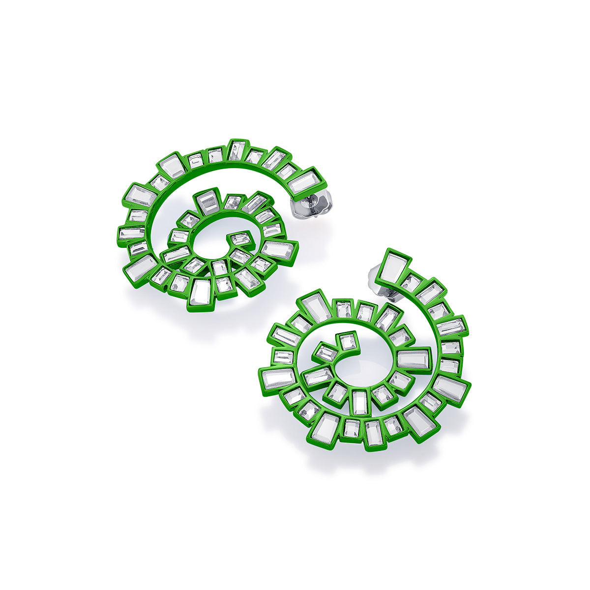 Parakeet Green Spiral Earrings