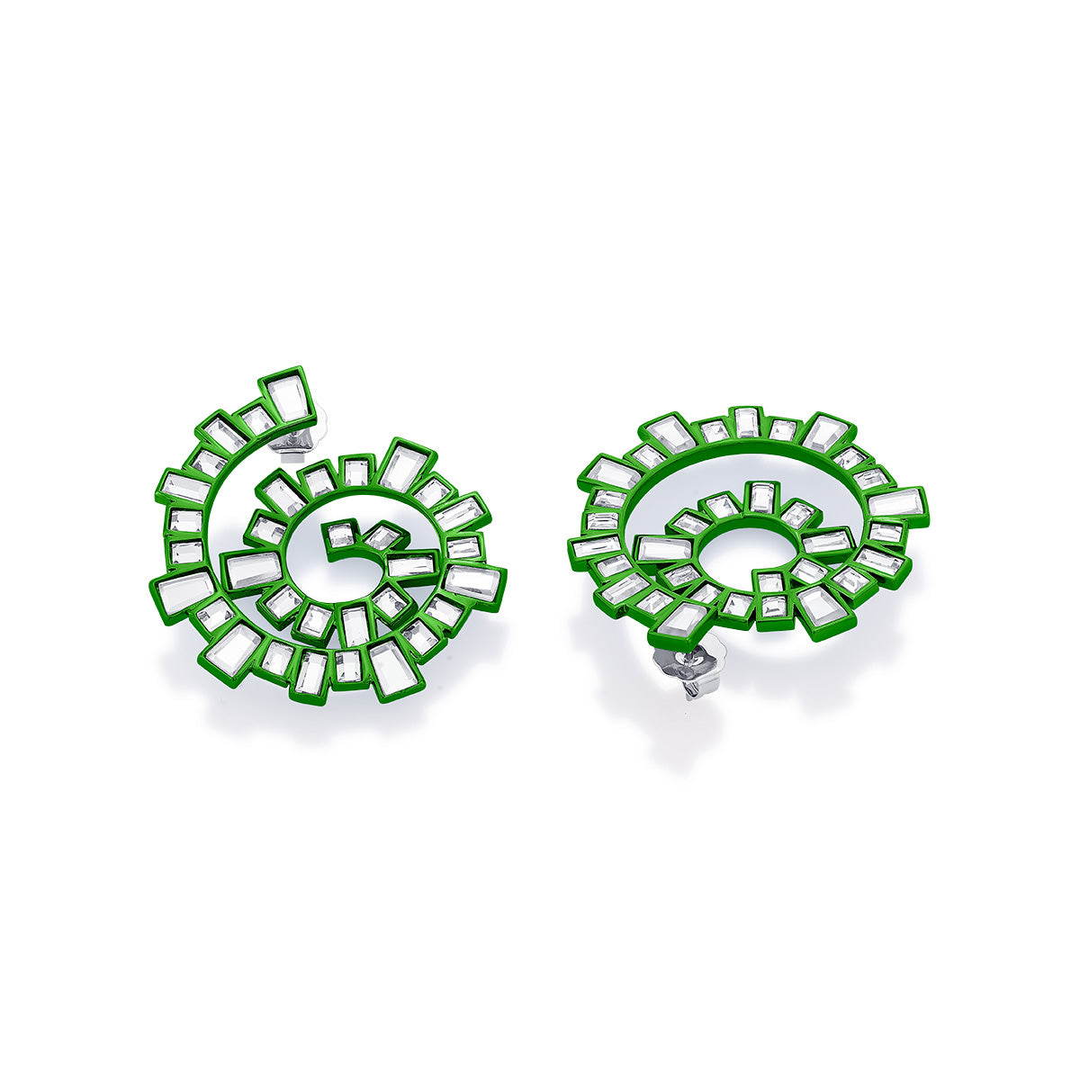 Parakeet Green Spiral Earrings