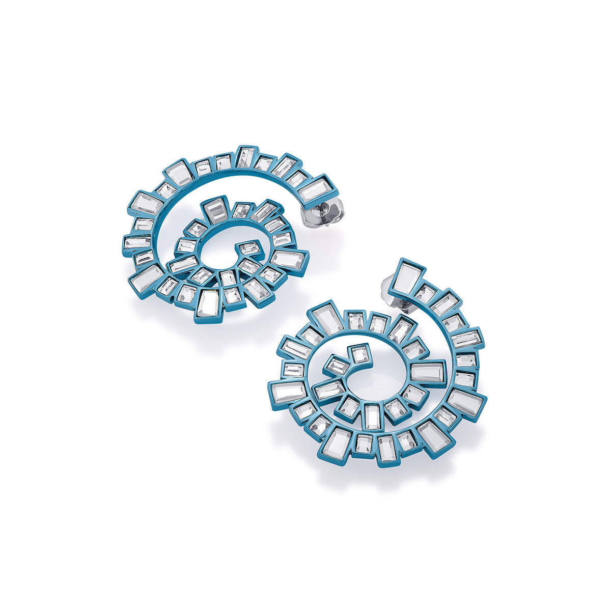 Aqua Blue Spiral Earrings