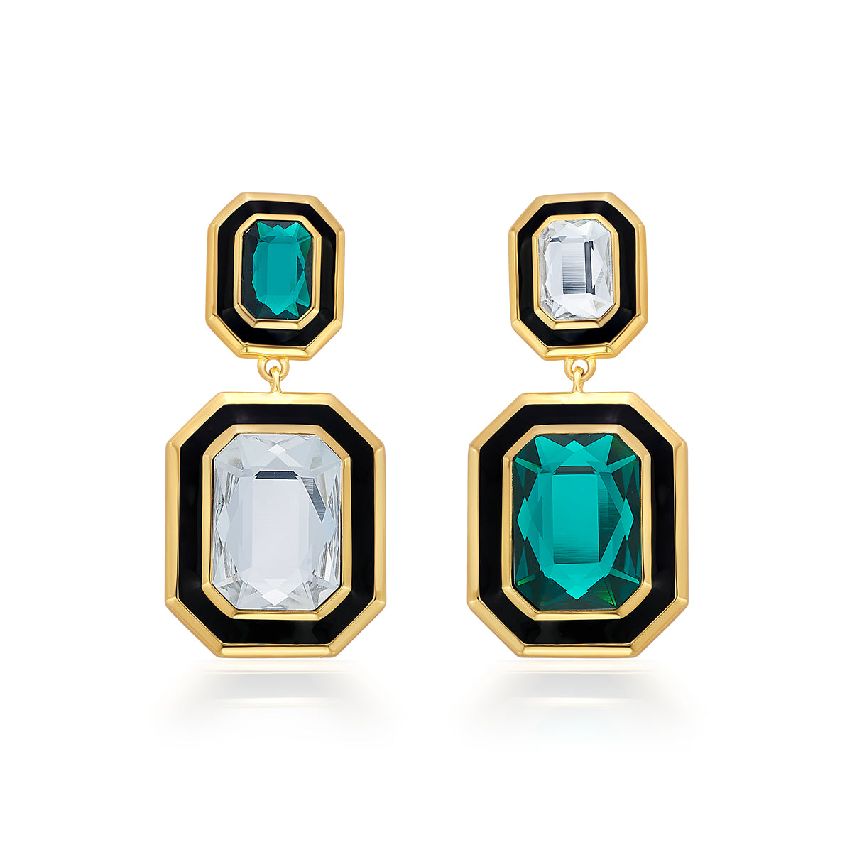 Banger Two-Tone Crystal Drop Earrings