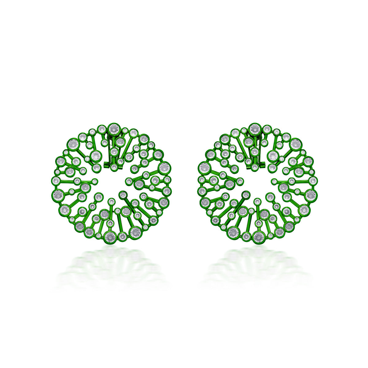 Parakeet Green Starburst Statement Earrings