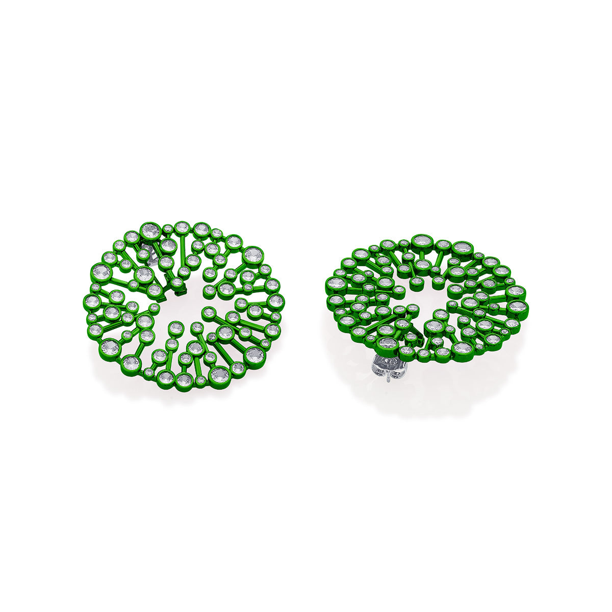 Parakeet Green Starburst Statement Earrings