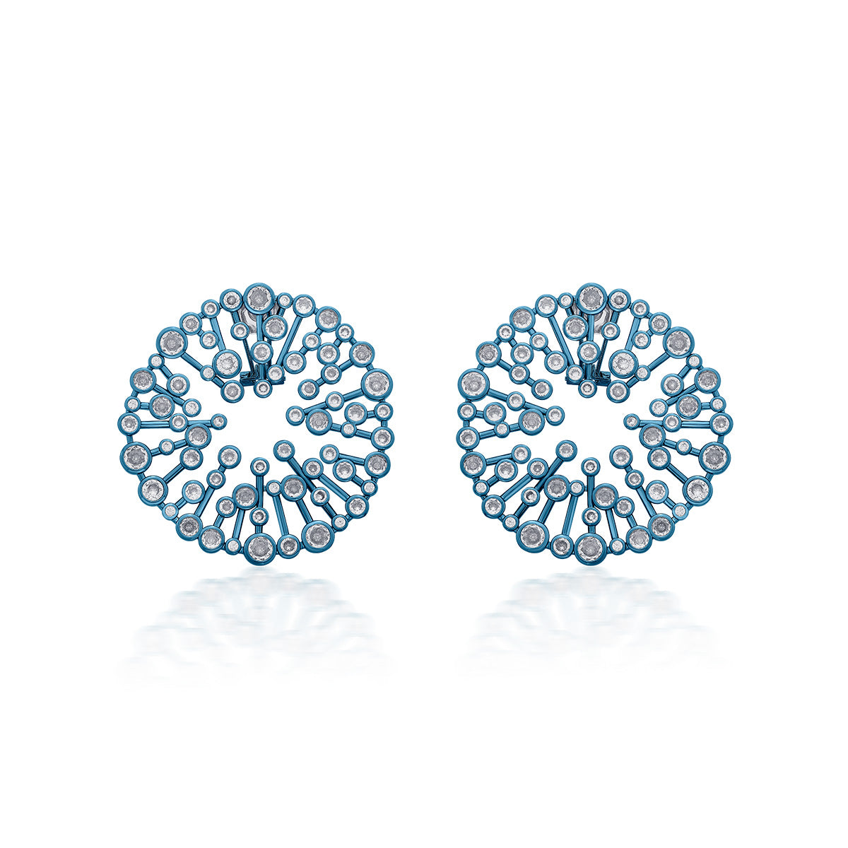 Aqua Blue Starburst Statement Earrings