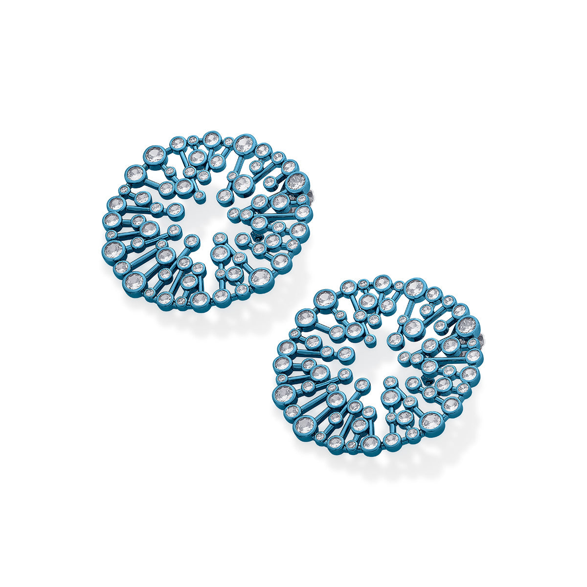 Aqua Blue Starburst Statement Earrings