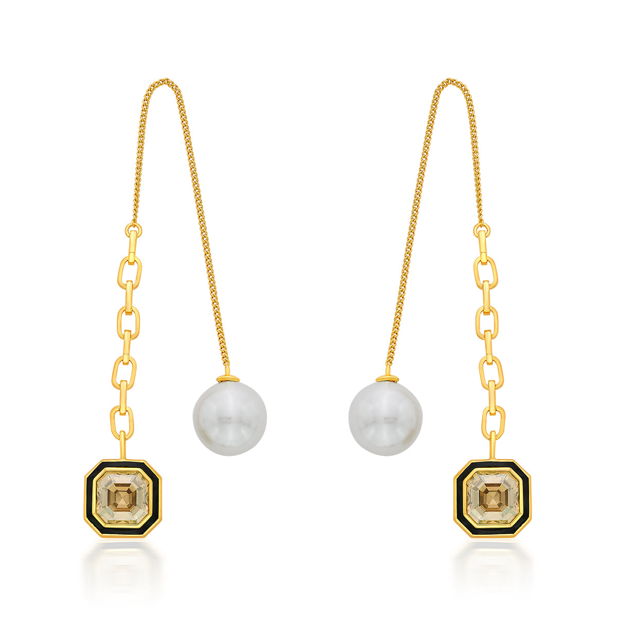 Bougie Crystal &amp; Pearl Threader Earrings