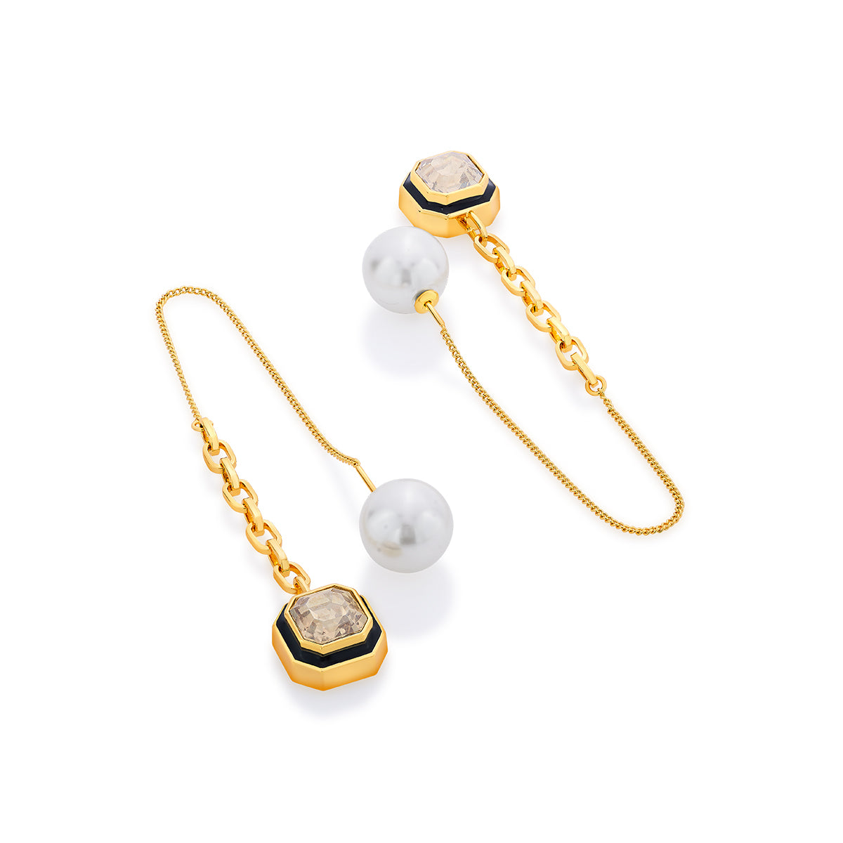 Bougie Crystal &amp; Pearl Threader Earrings