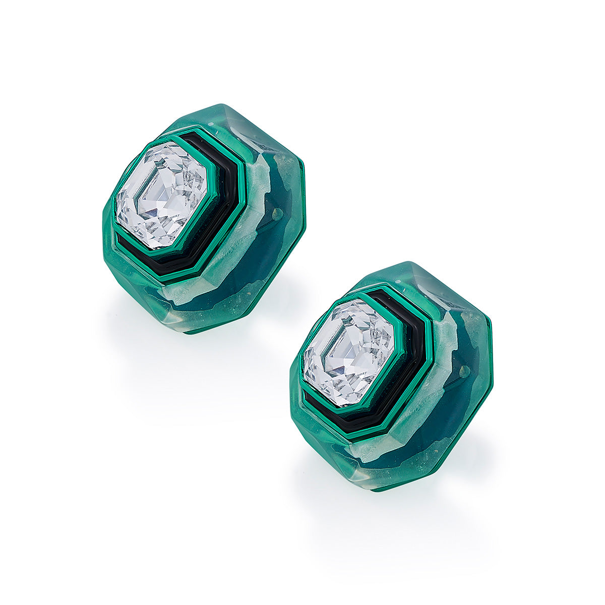 B-dazzle Infinity Cut Green Crystal Studs