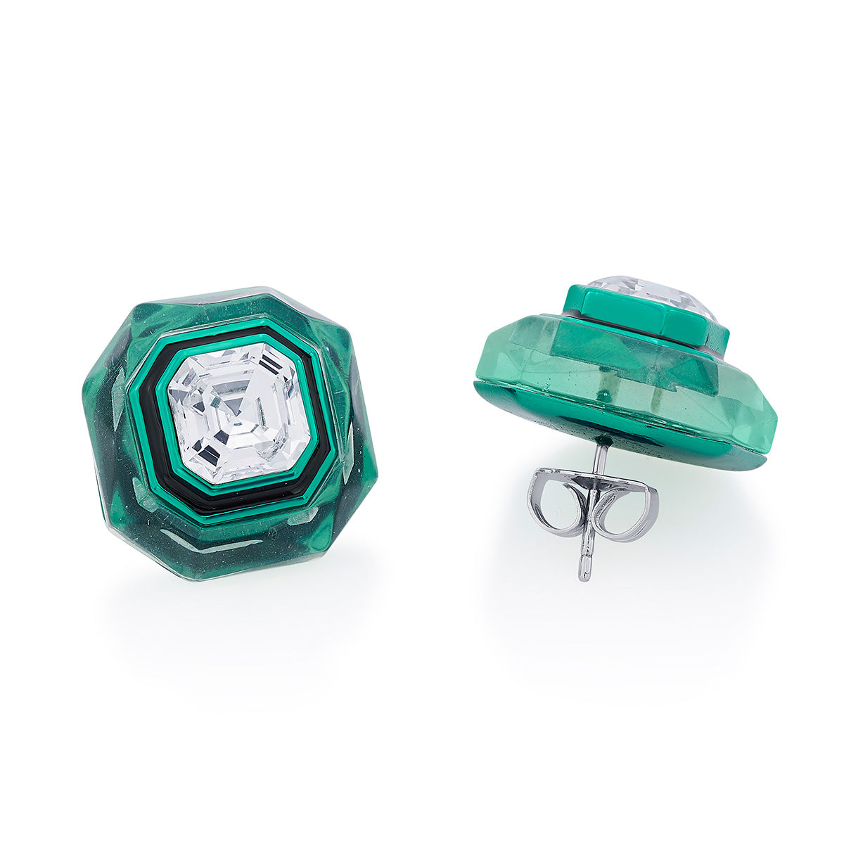 B-dazzle Infinity Cut Green Crystal Studs