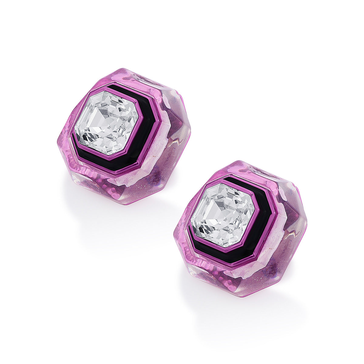 Bisou Infinity Cut Pink Crystal Studs