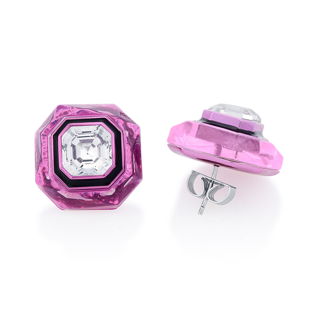 Bisou Infinity Cut Pink Crystal Studs