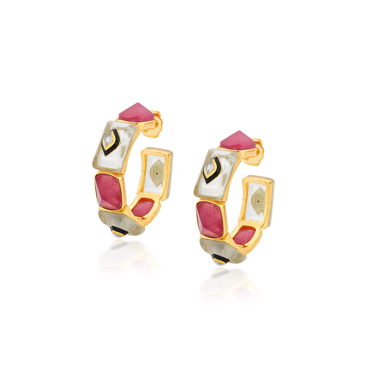 Begum Haute Pink Two Tone Hoops